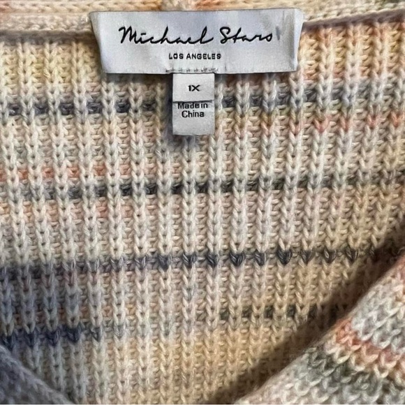 Michael Stars Autumn Spacedye V-neck Pullover Sweater in Rainbow Combo [Size 1X] - Picture 4 of 6